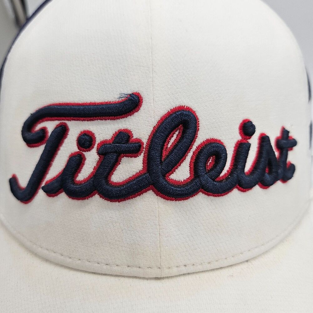 Titleist Golf Hat Cap Fitted White Pro V1 Golf USA American Flag Patriotic L/XL